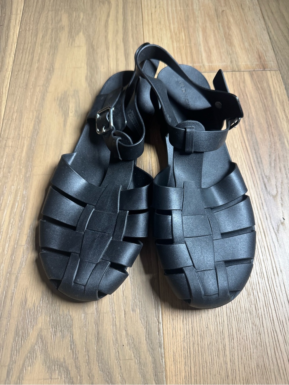 Old Navy Black Woven Ankle-Strap Jelly Sandals